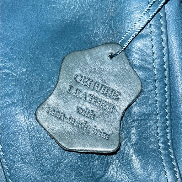 APOSTROPHE Blue Genuine Leather Baguette Shoulder Bag - Picture 4 of 8